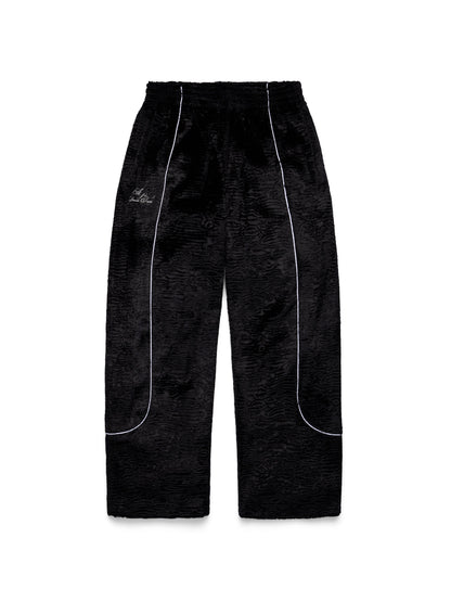 Faux Astrakhan Track Pant Black
