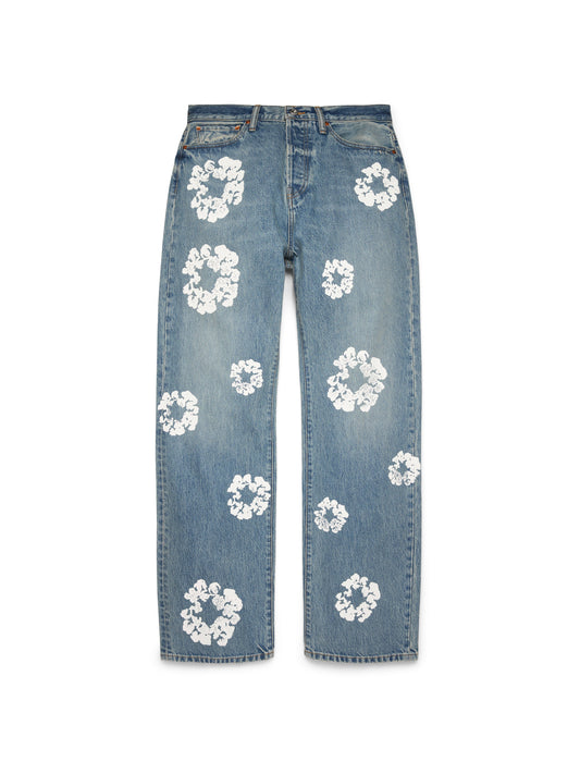 Baggy Cotton Wreath Denim Pant Light Wash