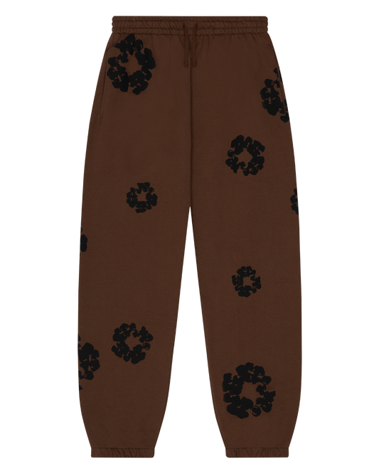 Black Cotton Wreath Sweatpants Brown