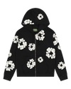 Cotton Wreath Zip Hoodie Black