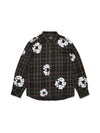 Cotton Wreath Flannel Shirt Green Plaid