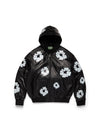 Leather Cotton Wreath Jacket Black