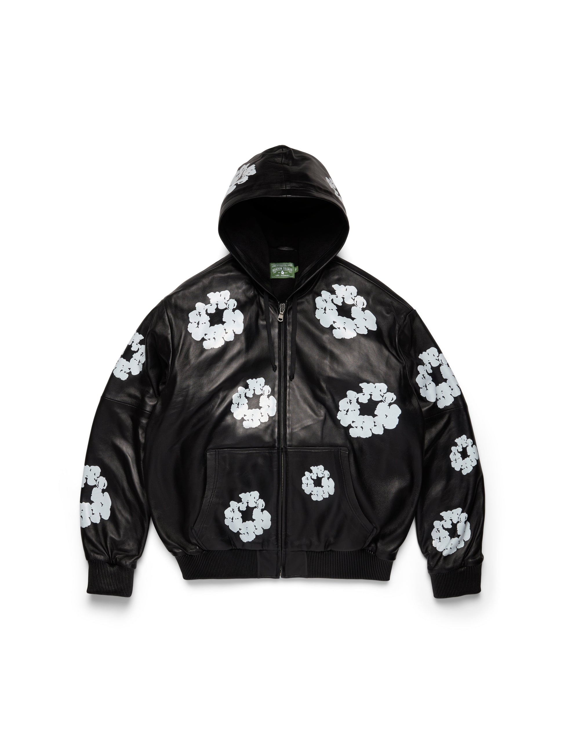 Leather Cotton Wreath Jacket Black