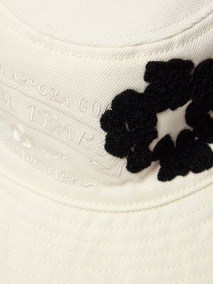 Denim Cotton Wreath Bucket Hat White – view 3