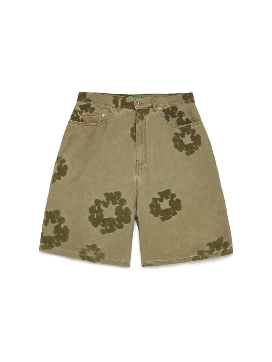 Cotton Wreath Flocked Short Khaki