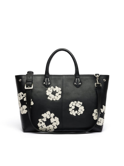 Cotton Wreath Leather Bag Large