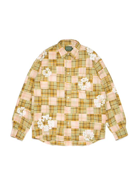 Cotton Wreath Madras Long Sleeve Button Up