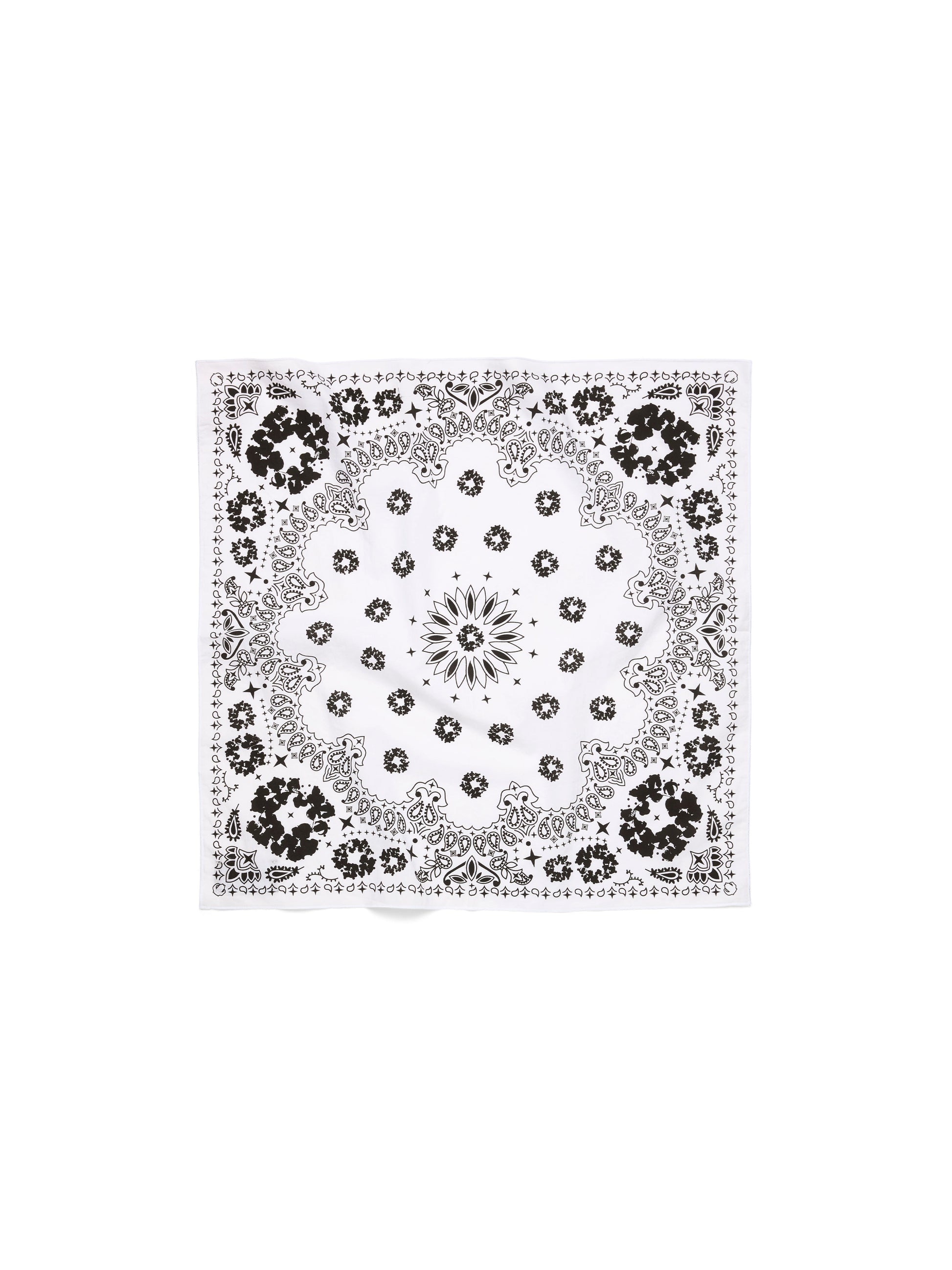 Cotton Wreath Paisley Bandana White