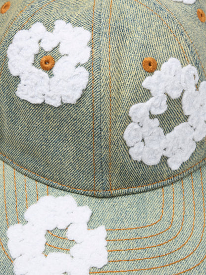 Cotton Wreath Raw Denim Cap Dirty Wash – view 3