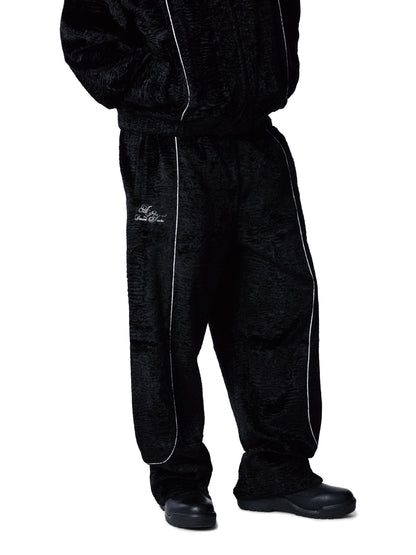 Faux Astrakhan Track Pant Black