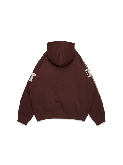 DT Chenille Patch Zip Hoodie Brown – view 2