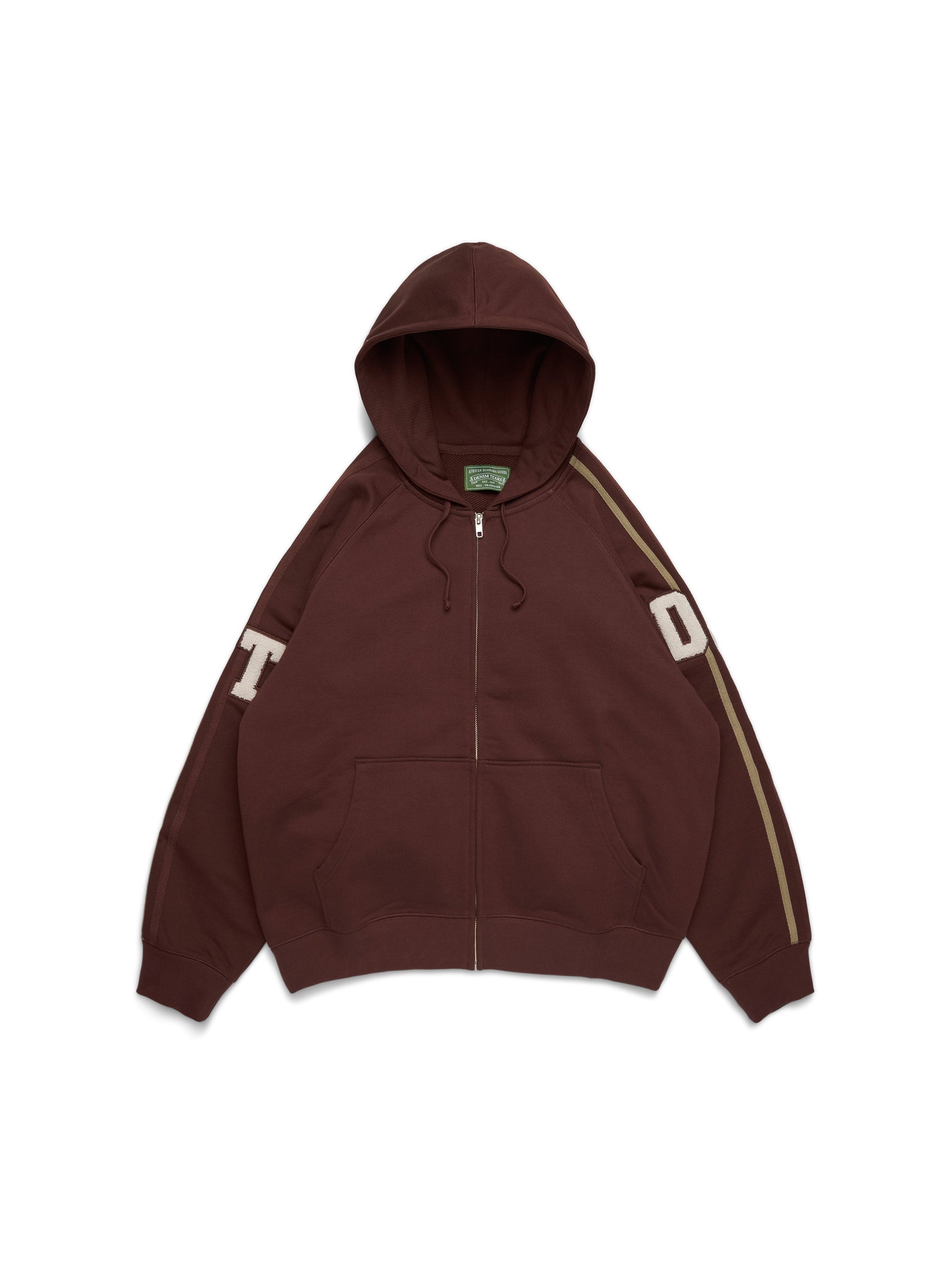 DT Chenille Patch Zip Hoodie Brown