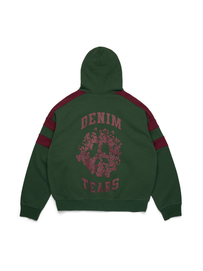 Denim U Paneled Zip Hoodie Green – view 2