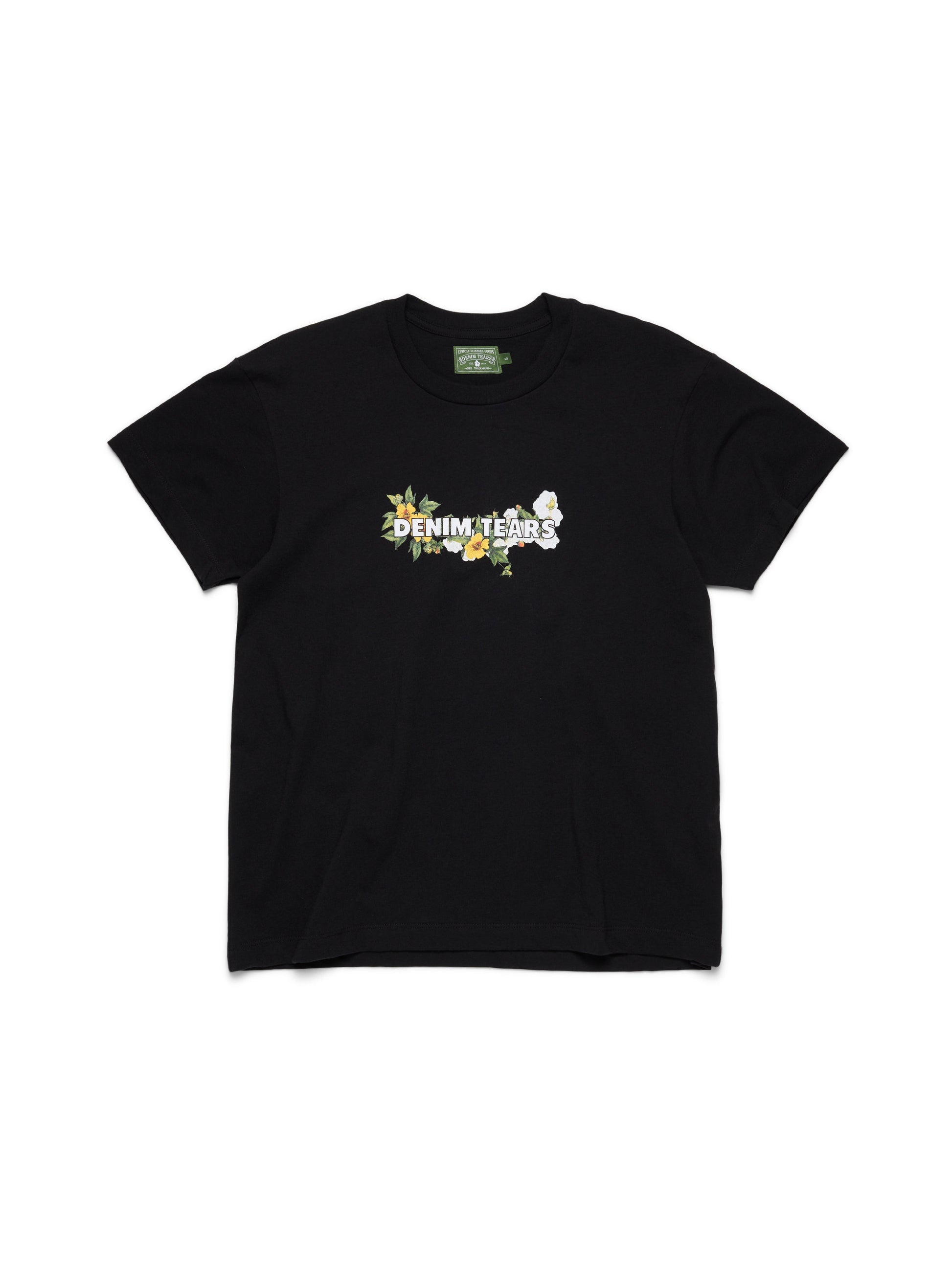 Cotton Floral Logo Tee Black
