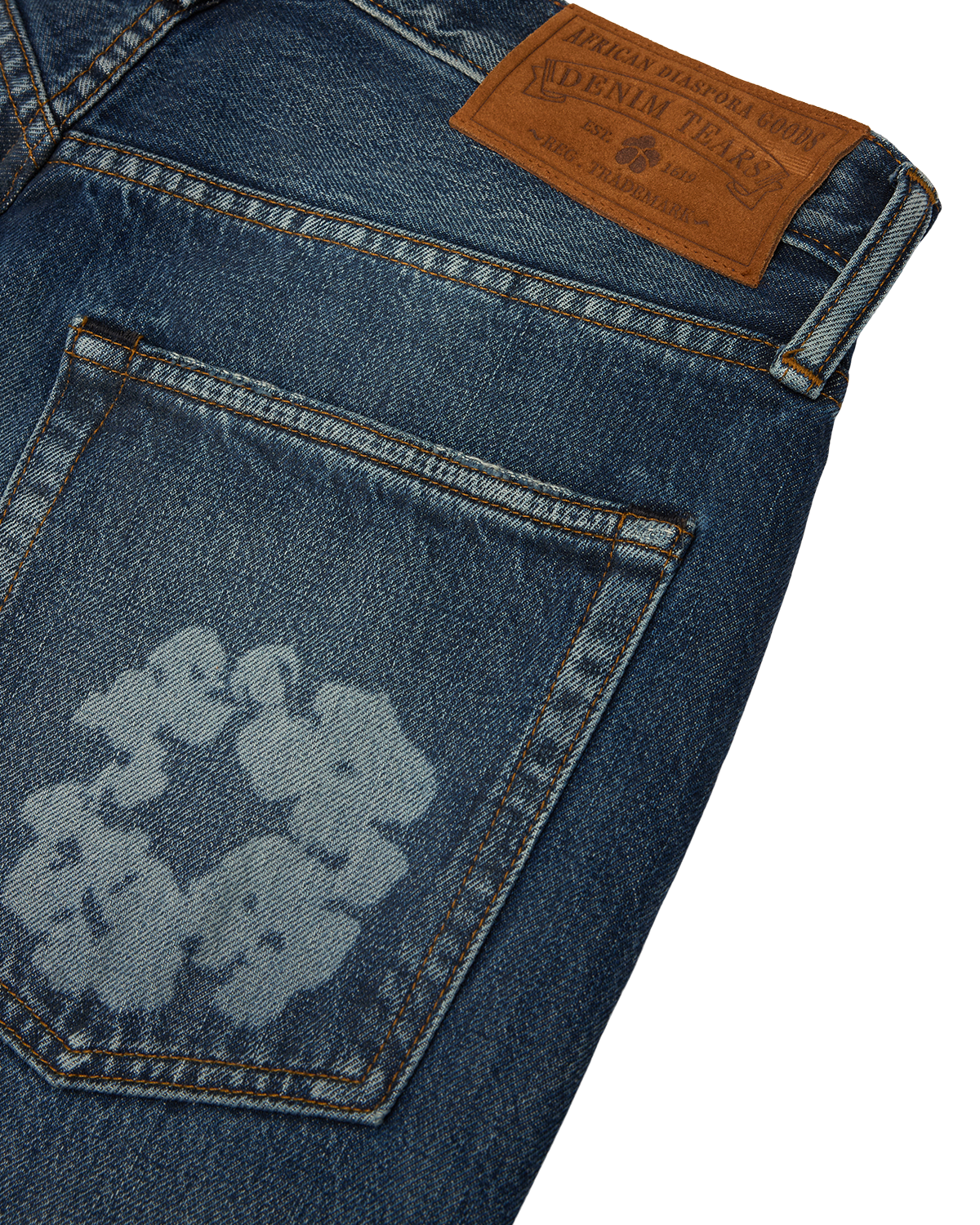 Baggy Laser Cotton Wreath Denim Pant Dark Wash – view 3