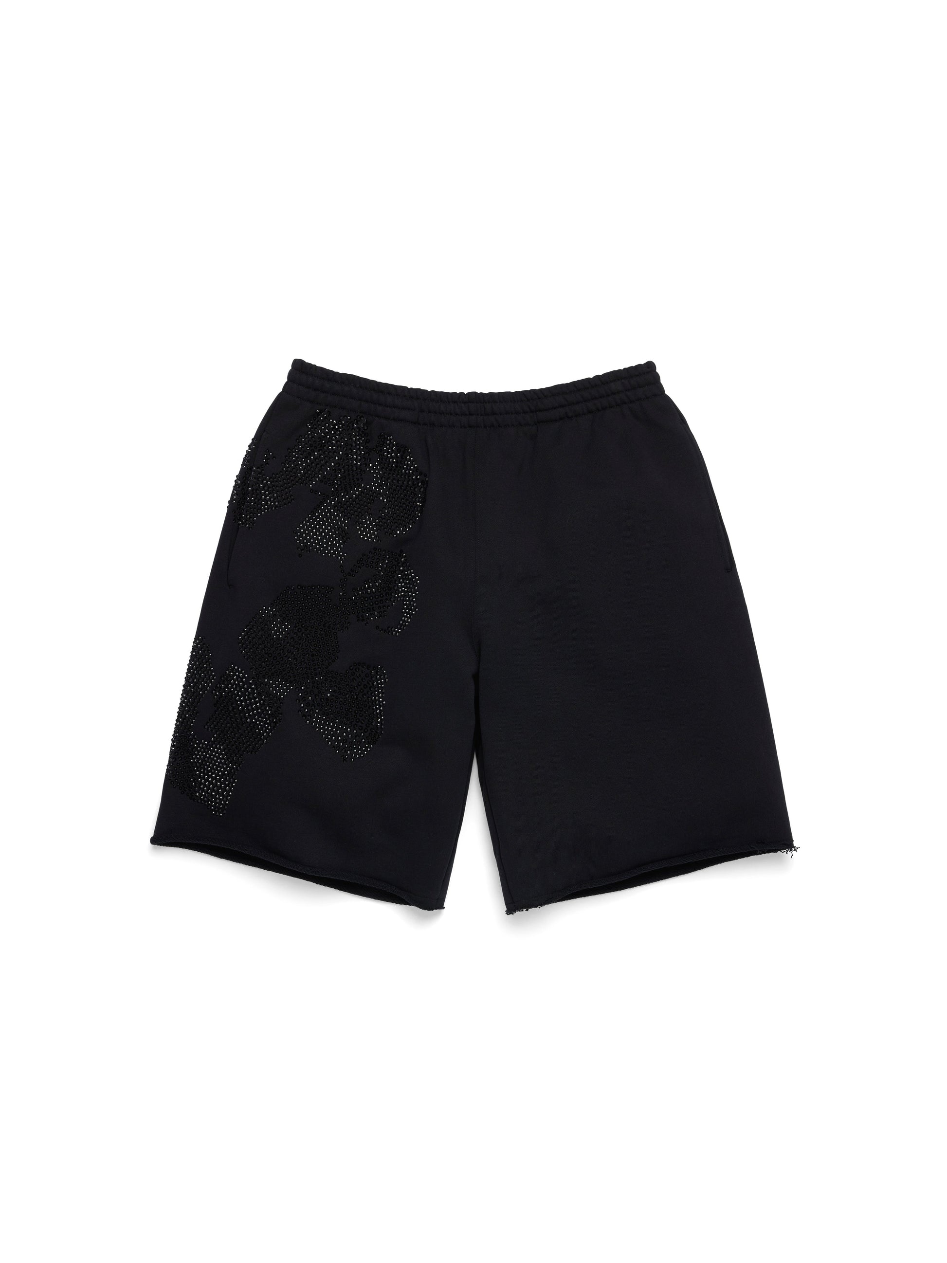 Biggie Rhinestone Cotton Wreath Sweatshort Black