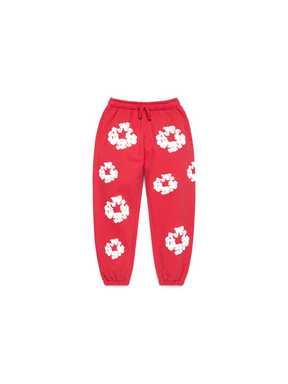Kids Cotton Wreath Sweatpants Red