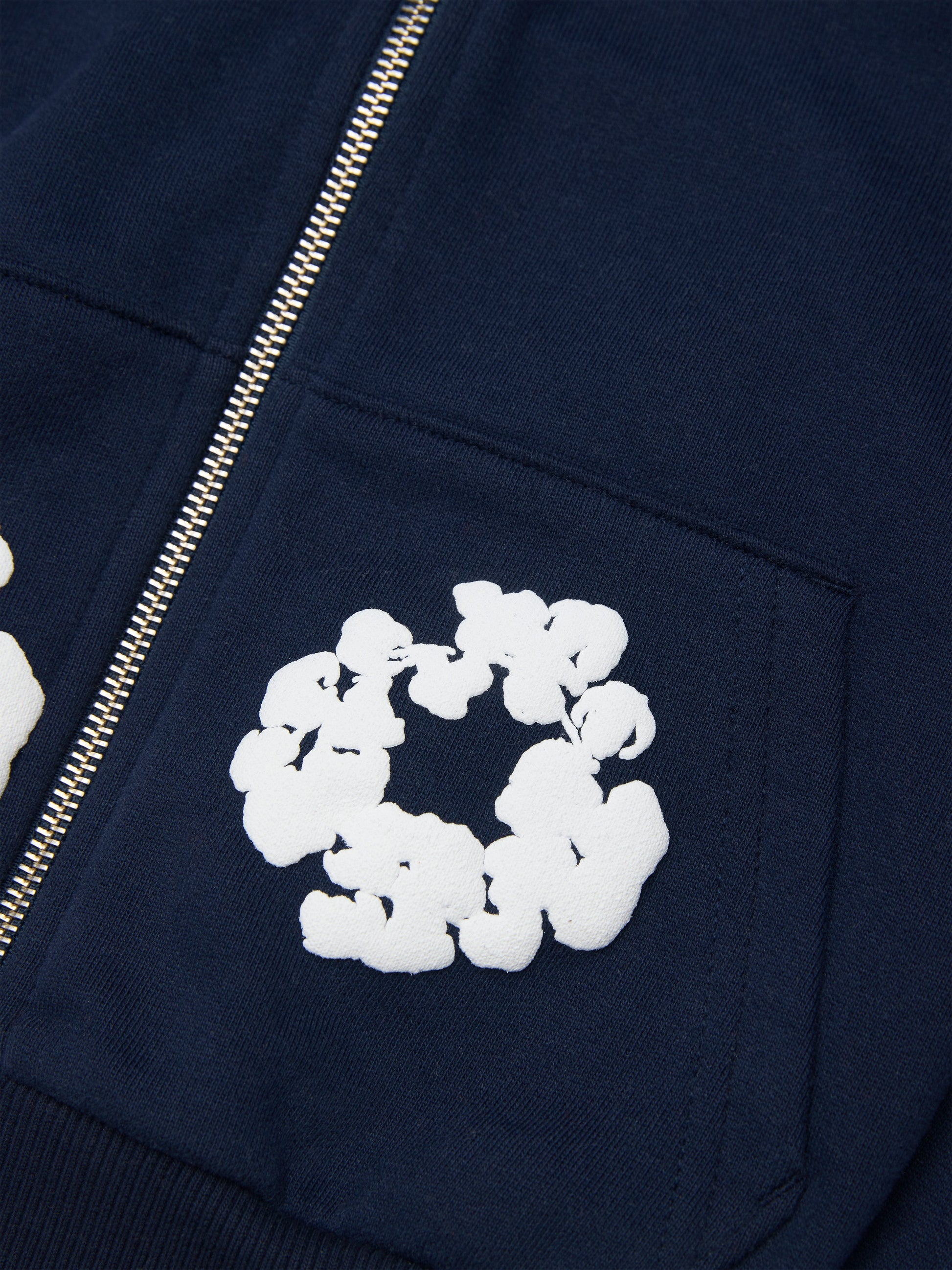Kids Cotton Wreath Zip Hoodie Navy – view 3