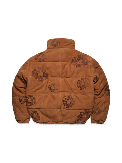 Embossed Leather Wreath Puffer Brown – view 2