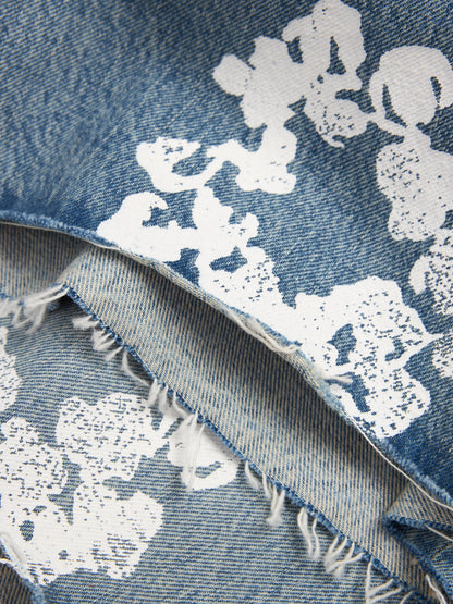 Light Wash Cotton Wreath Denim Short – view 3
