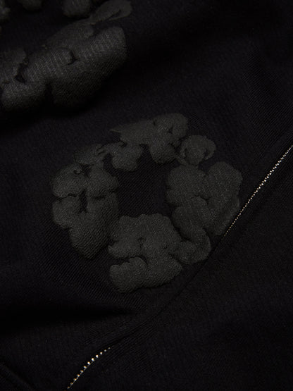 Mono Cotton Wreath Zip Hoodie Black – view 3