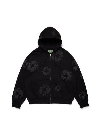 Mono Cotton Wreath Zip Hoodie Black