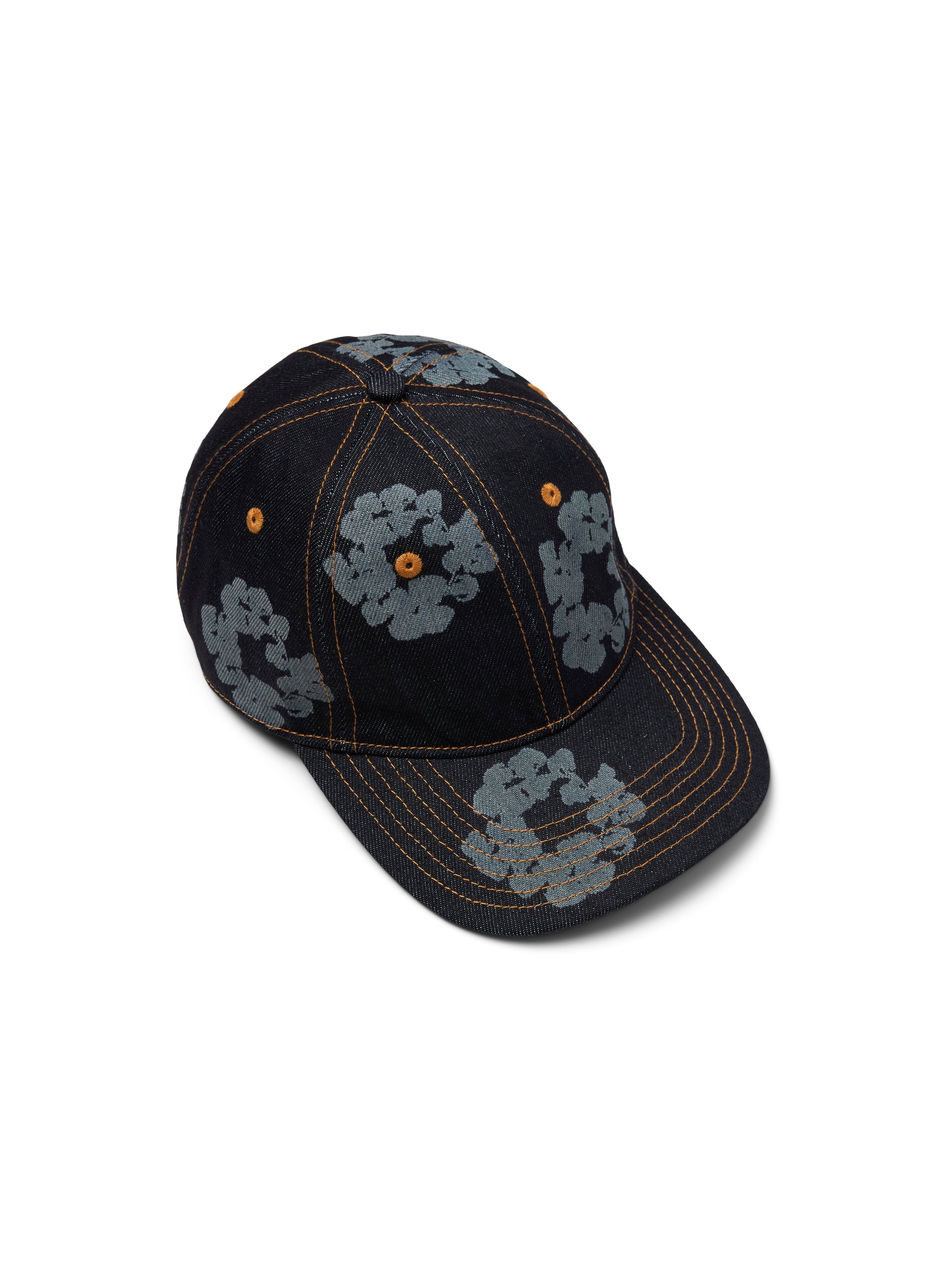 Mono Cotton Wreath Raw Denim Cap Washed Indigo