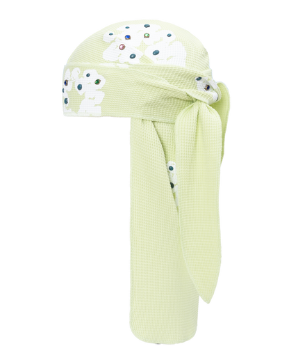 Rhinestone Cotton Wreath Durag Mint
