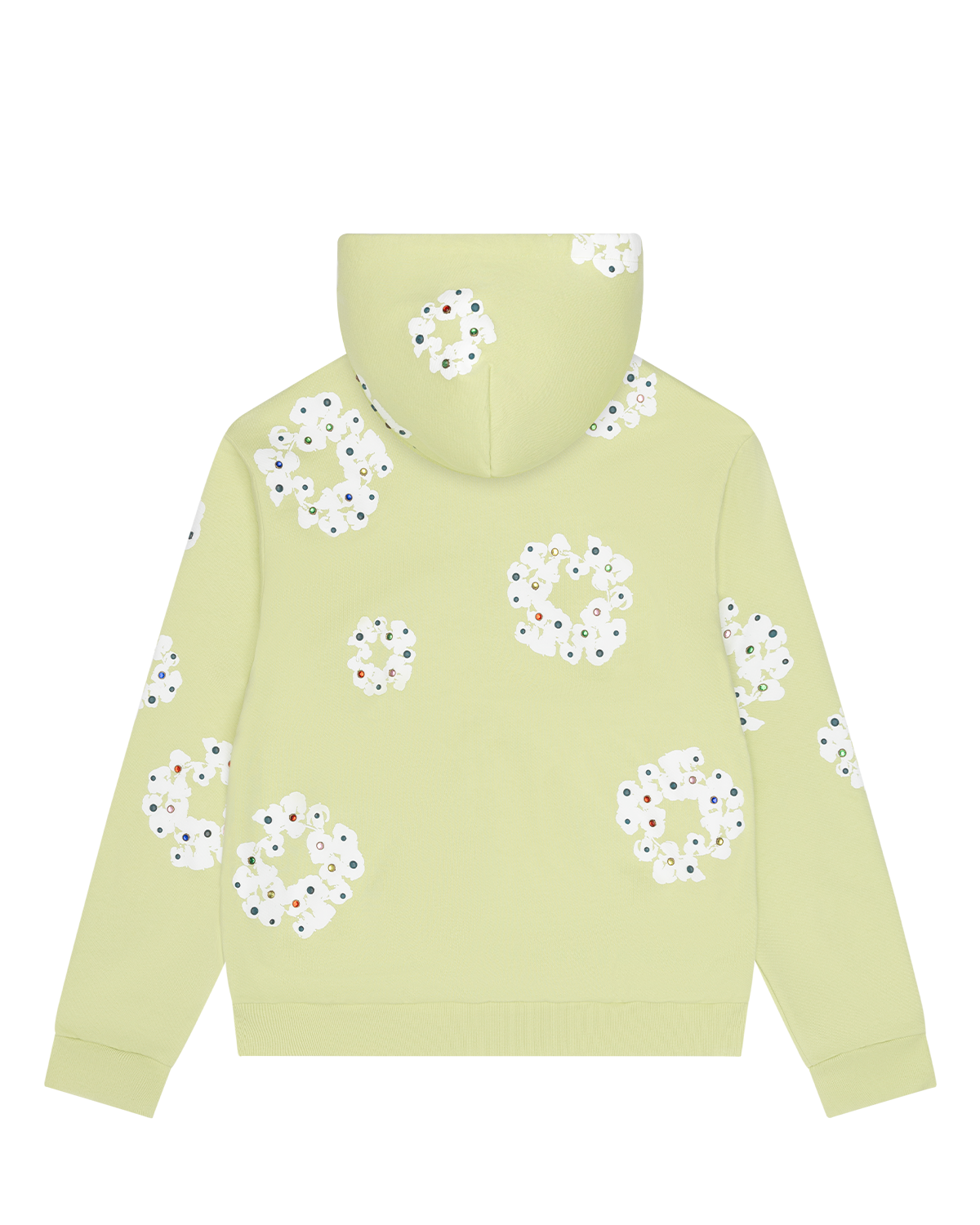 Rhinestone Cotton Wreath Zip Hoodie Mint – view 2