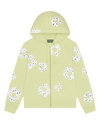 Rhinestone Cotton Wreath Zip Hoodie Mint
