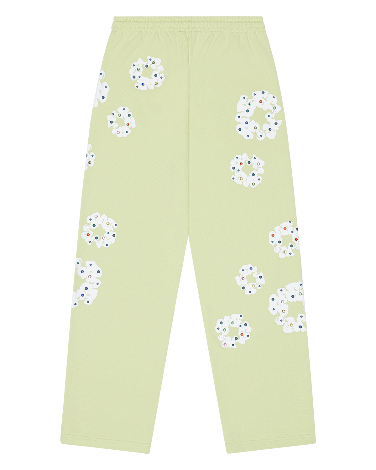 Rhinestone Cotton Wreath Open Hem Sweatpants Mint – view 2