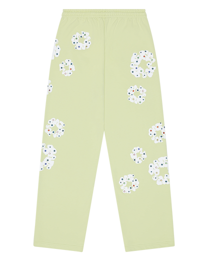 Rhinestone Cotton Wreath Open Hem Sweatpants Mint – view 2