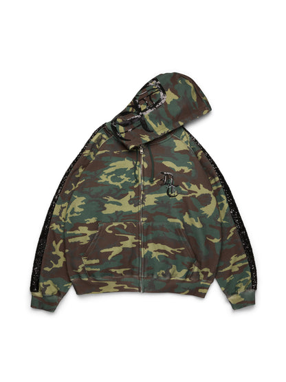 Sequins Sleeve Panel Zip Hoodie Camo – view 2