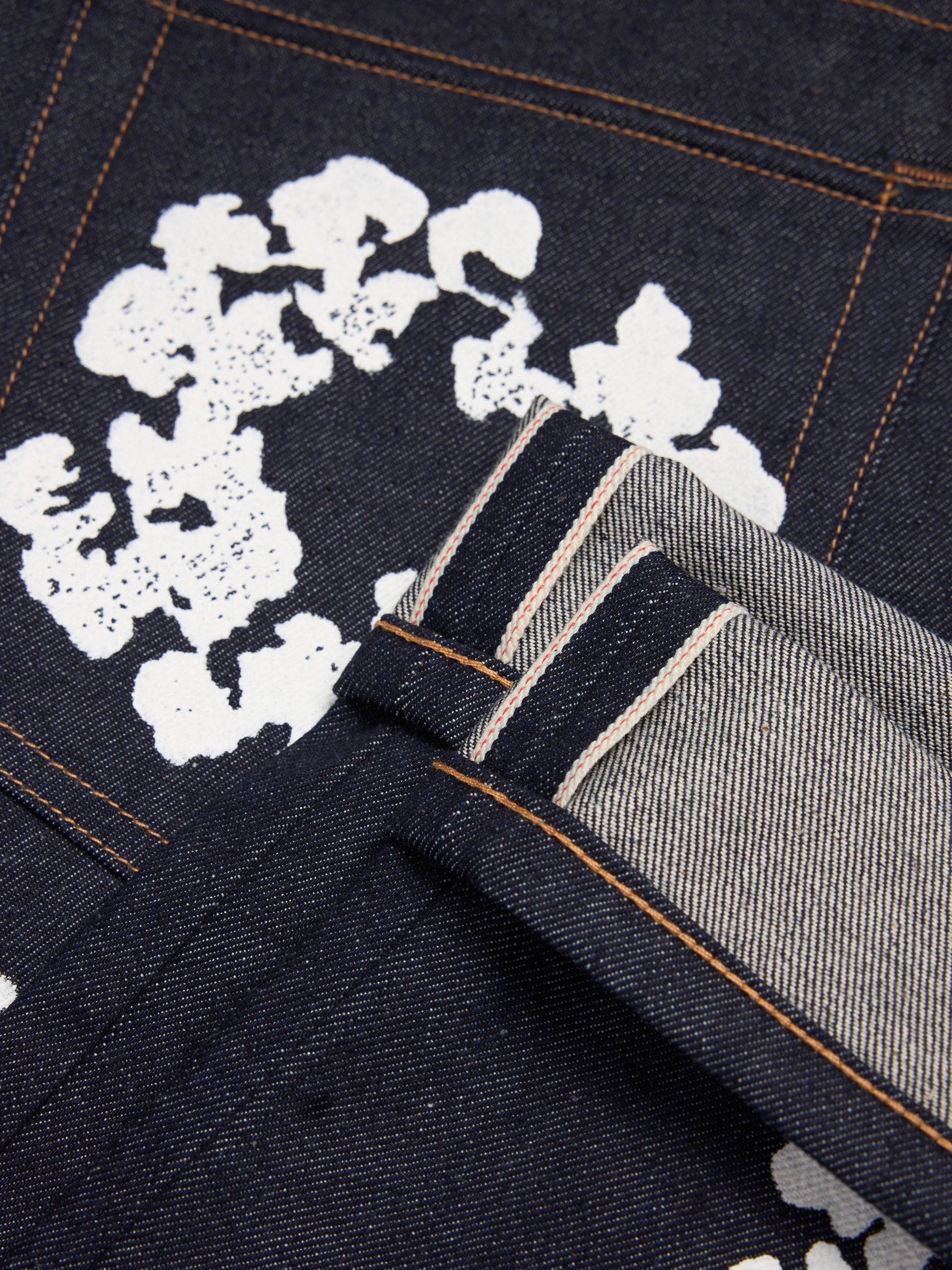 Straight Cotton Wreath Denim Pant Selvedge – view 3