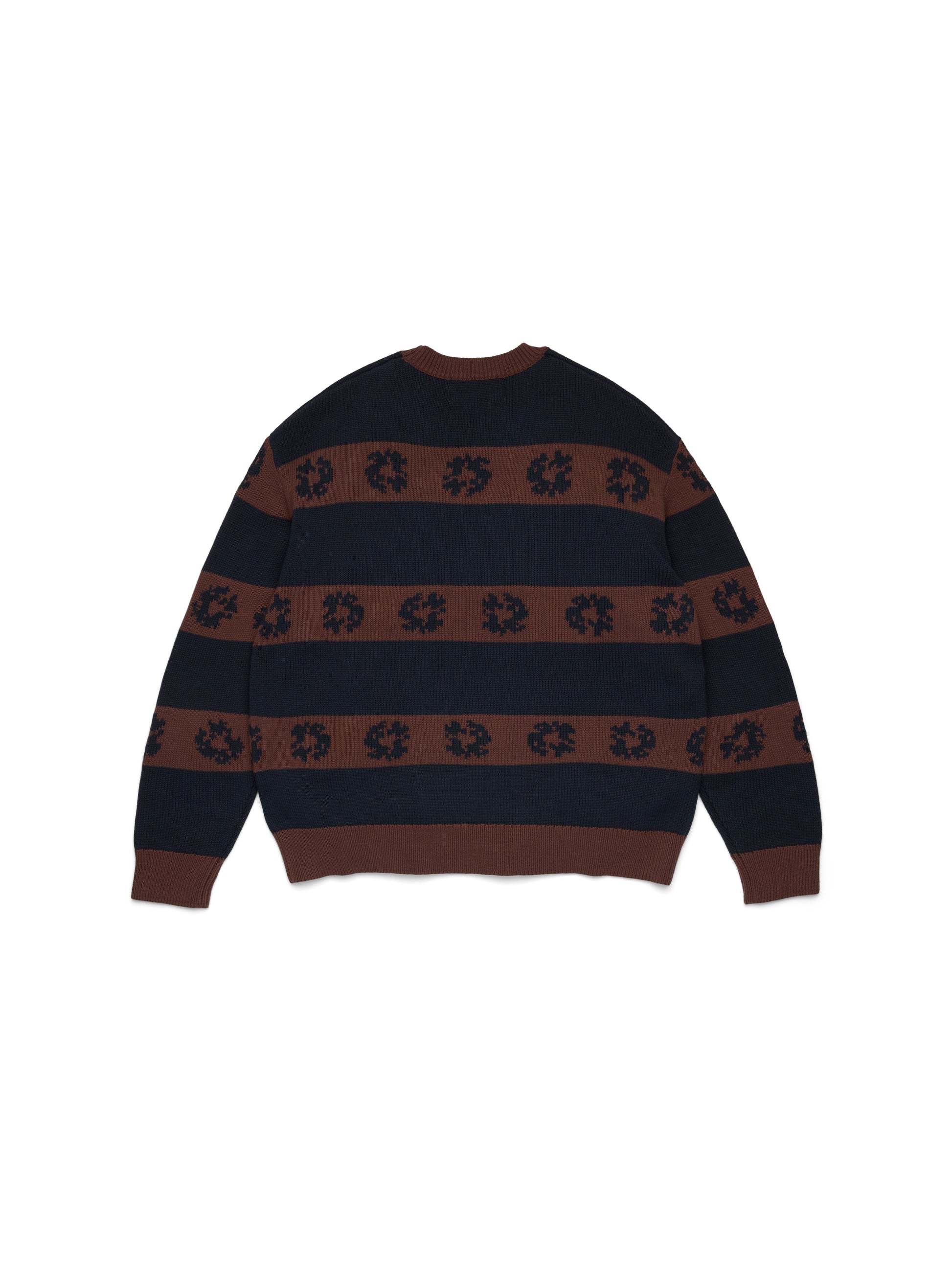Cotton Wreath Striped Sweater Navy/Brown – view 2